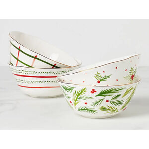 Lenox Bayberry All-Purpose Porcelain Bowls, Set of 4 Christmas NWT